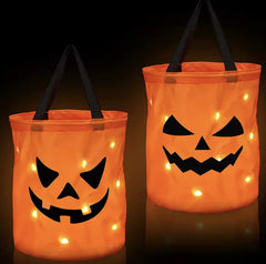 LED Halloween Pumpkin Candy Bucket – Collapsible Trick-or-Treat Basket